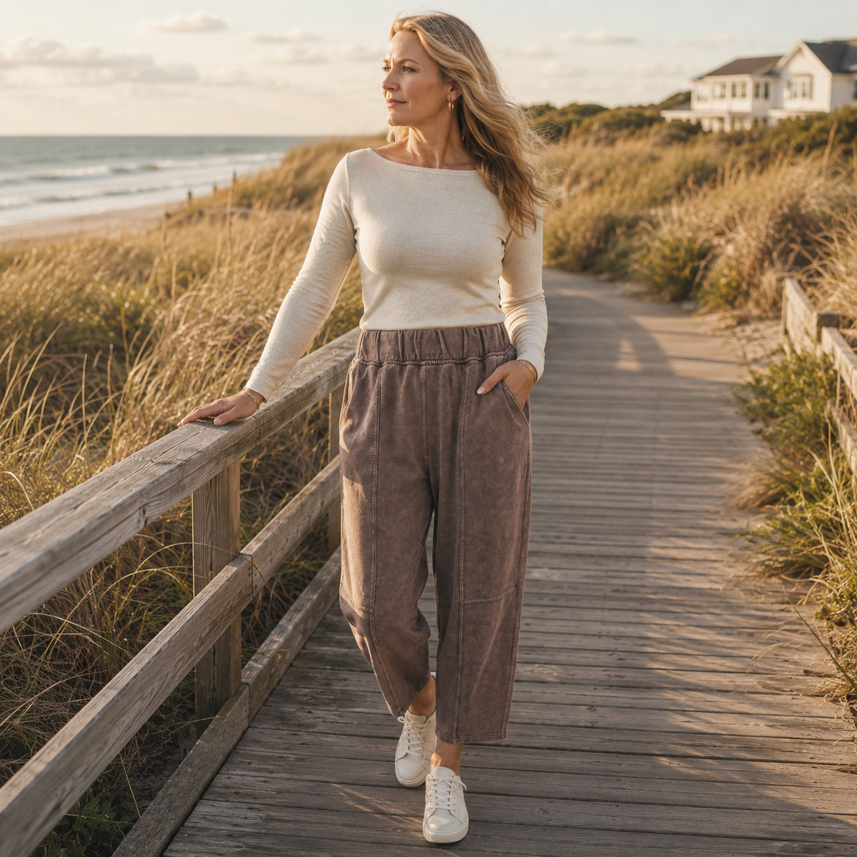 Slow Mornings Coffee Mineral Wash Barrel Pants