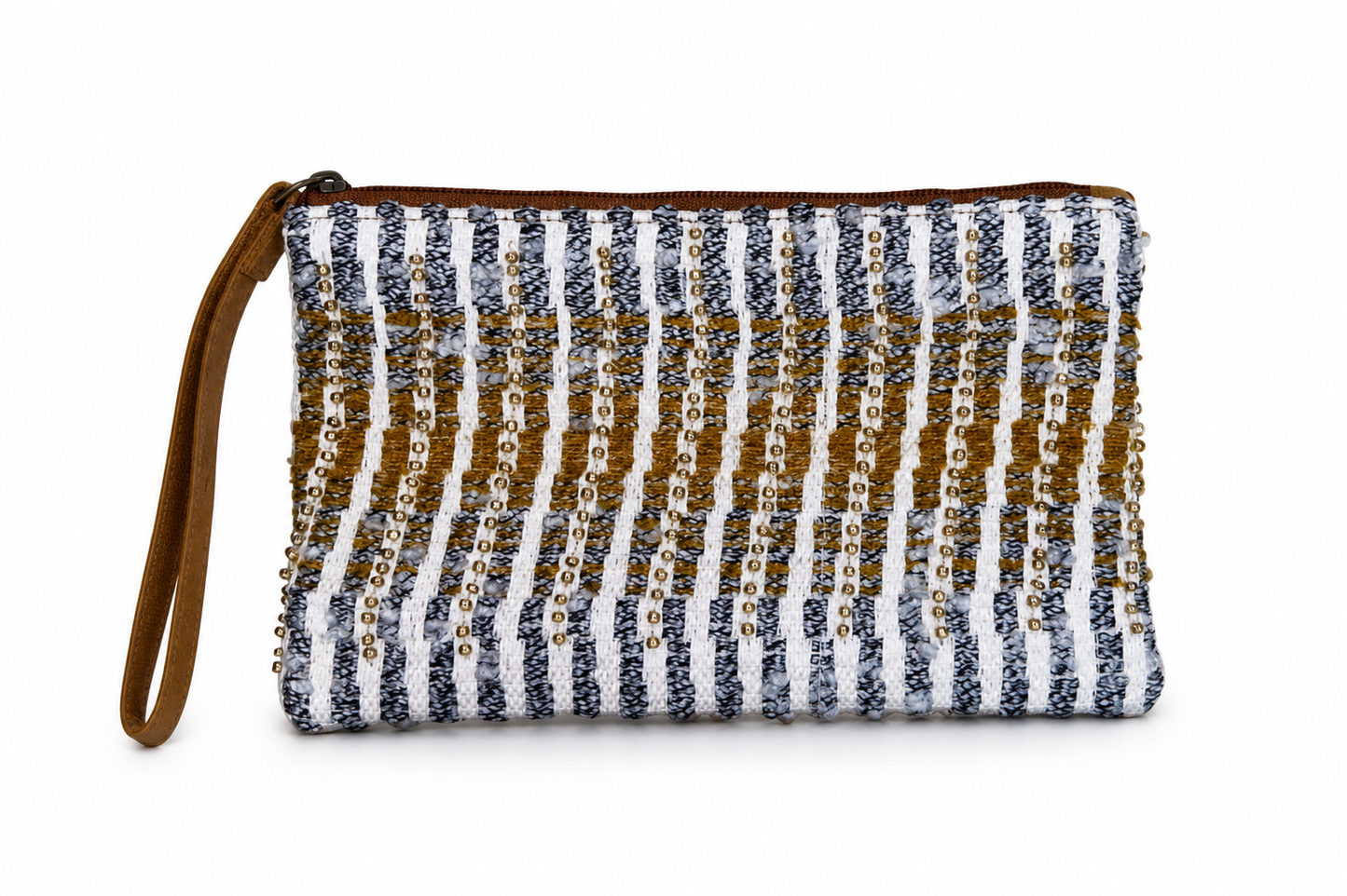 Harbor Stripe Beaded Wristlet Clutch