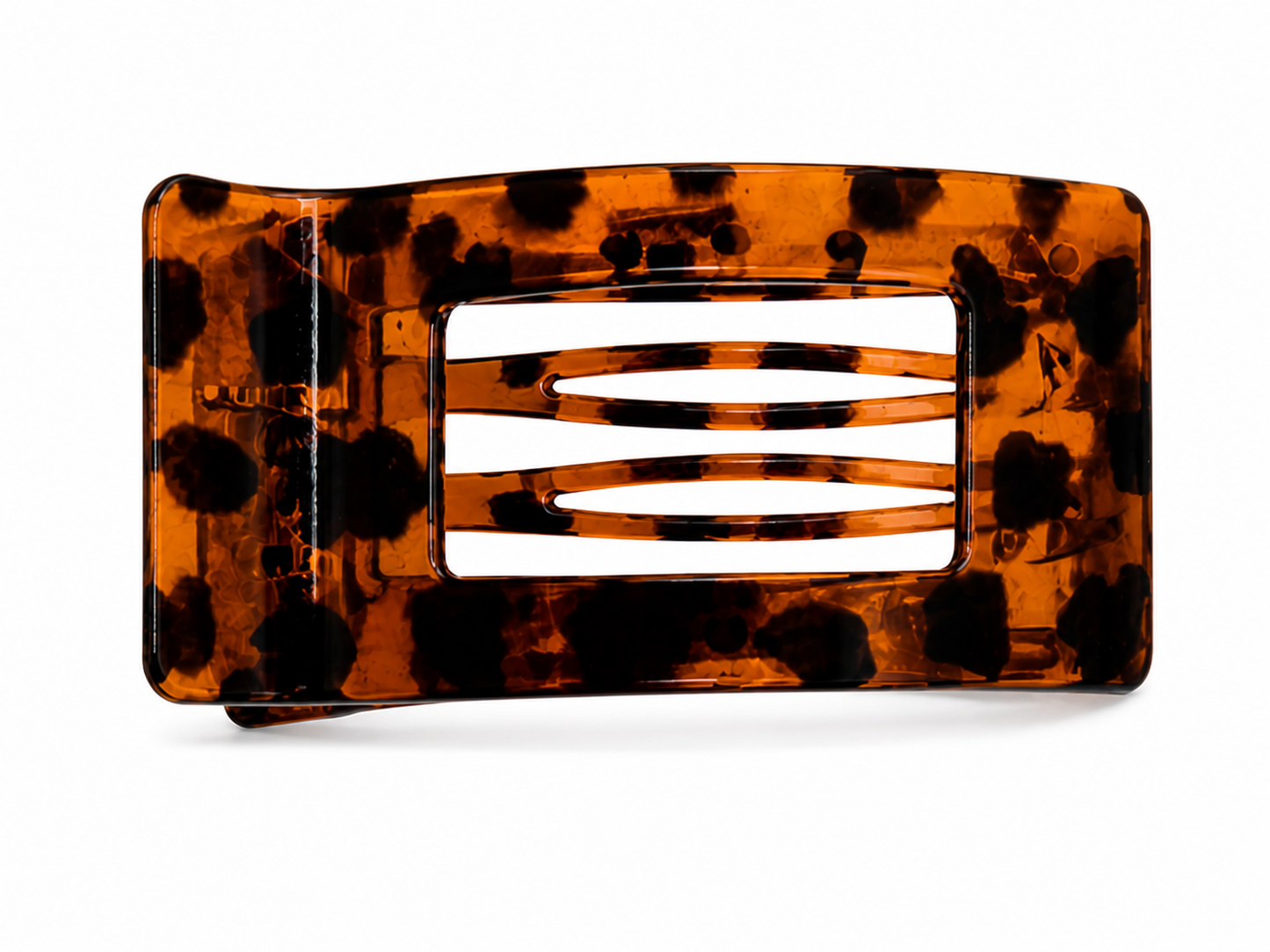 Rectangle Curved Claw Clip – Flat Back Design | Leopard & Black Hair Clip