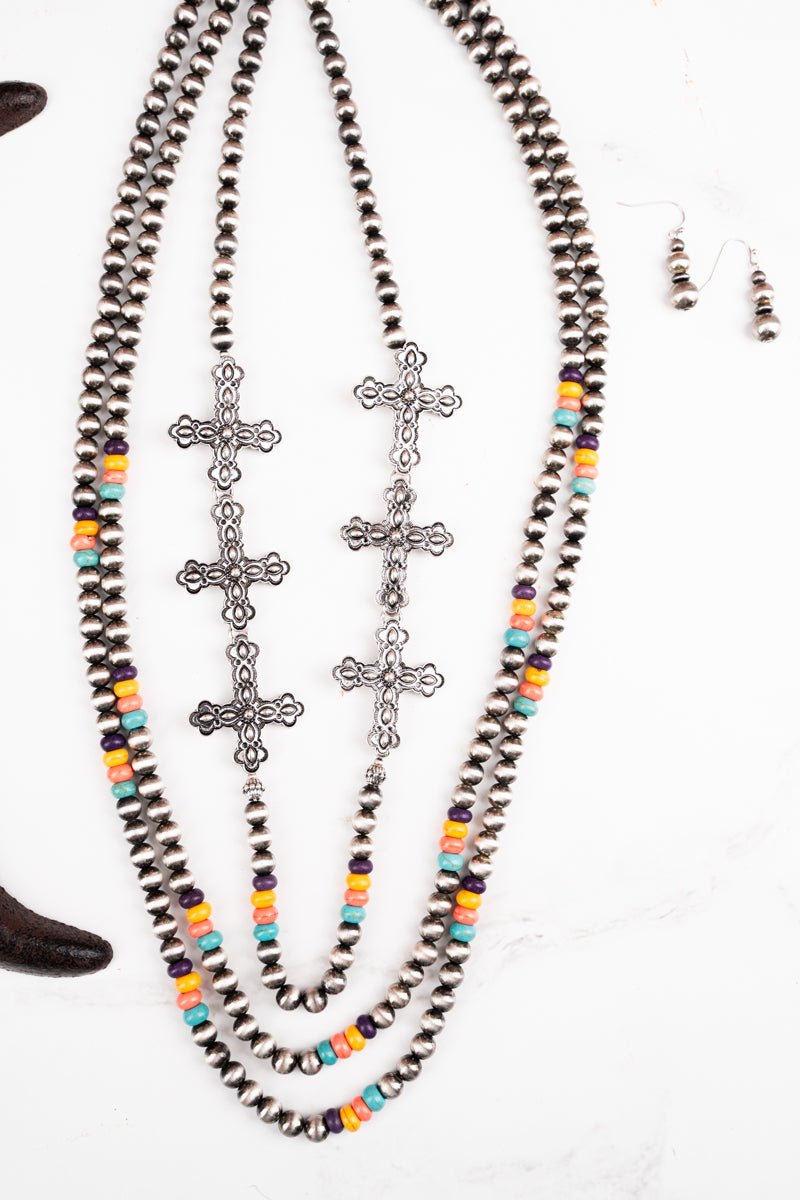 Cross Mountain Necklace & Earring Set