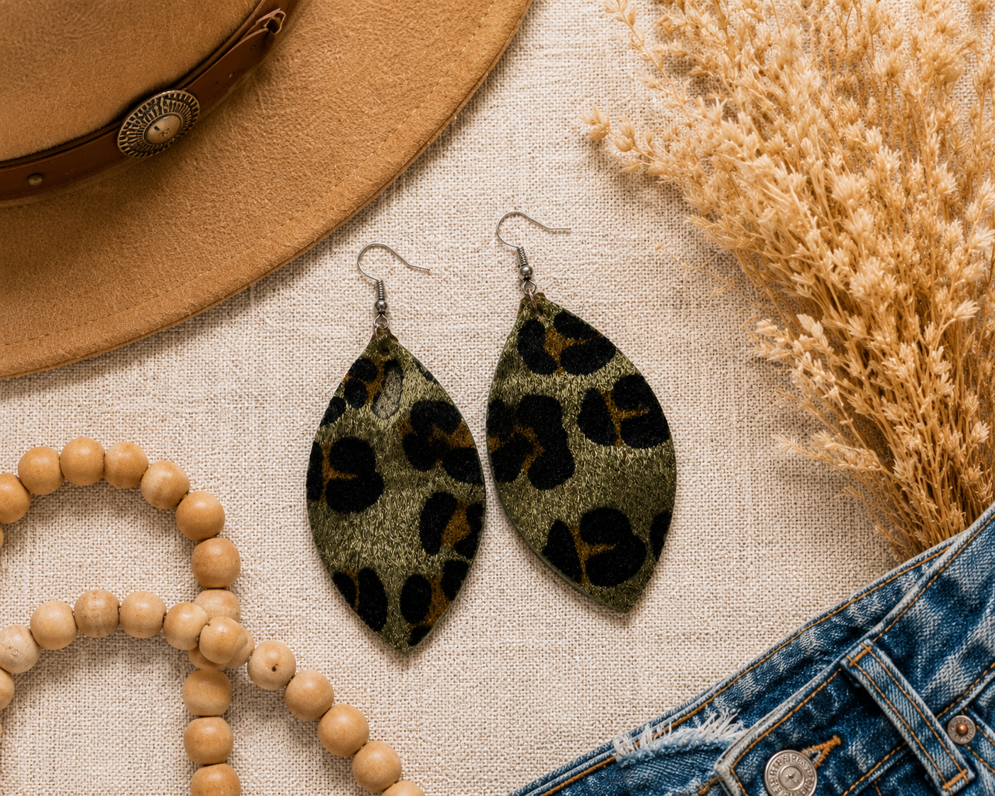 Wild Olive Leopard Earrings