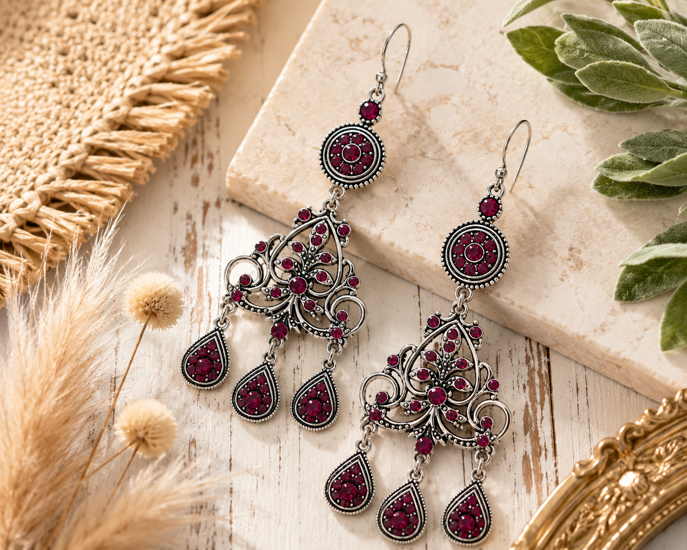 Ruby Romance Chandelier Earrings