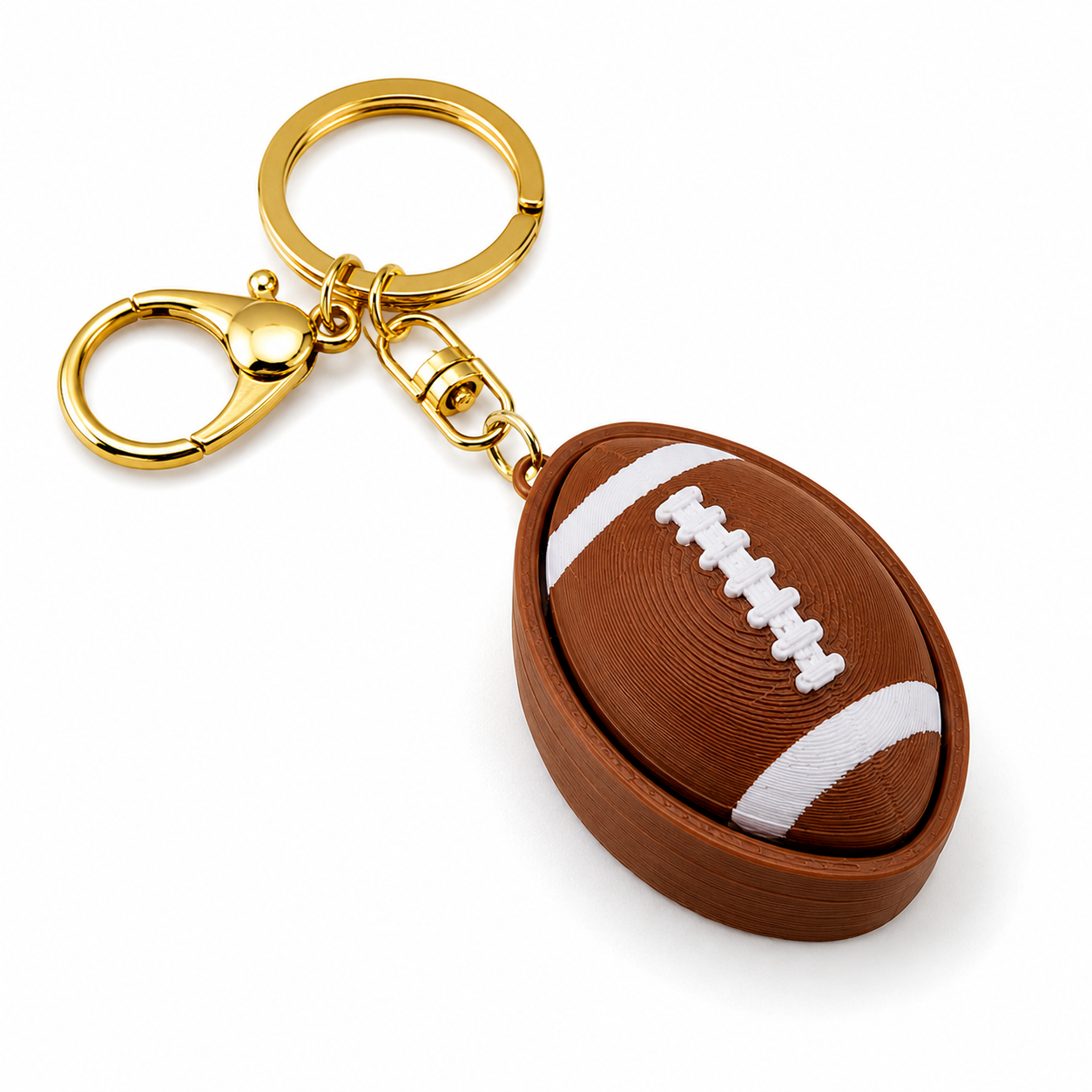 3D Printed Sports Clicker Fidget Keychain with Gold-Tone Clasp, Choice of Baseball, Football, Basketball, Volleyball, Tennis or Golf