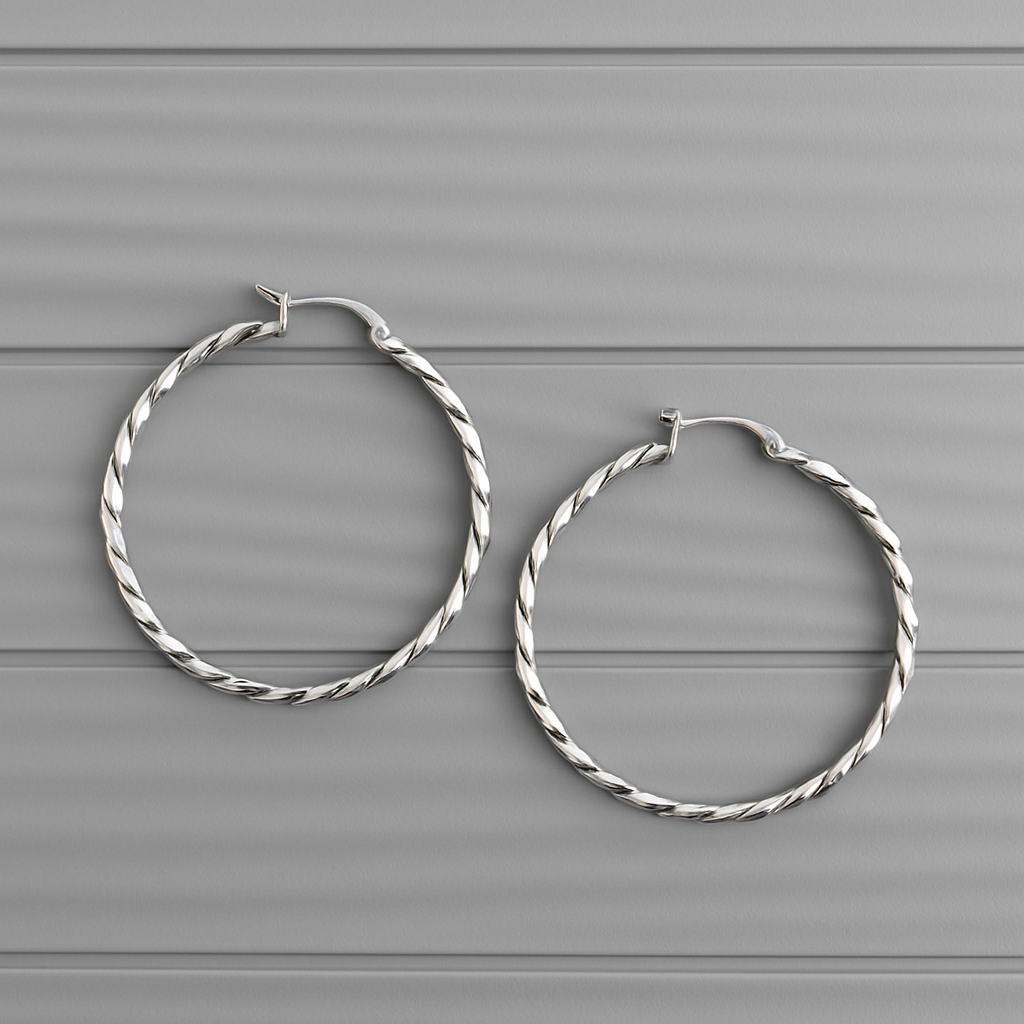 Silver Rodeo Hoop Earrings