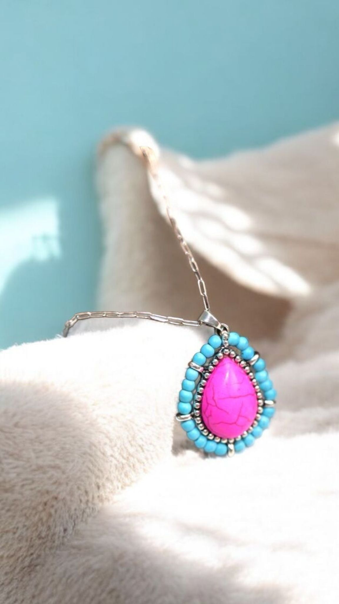 Seeded And Beaded Western Love Teardrop Chain Necklace