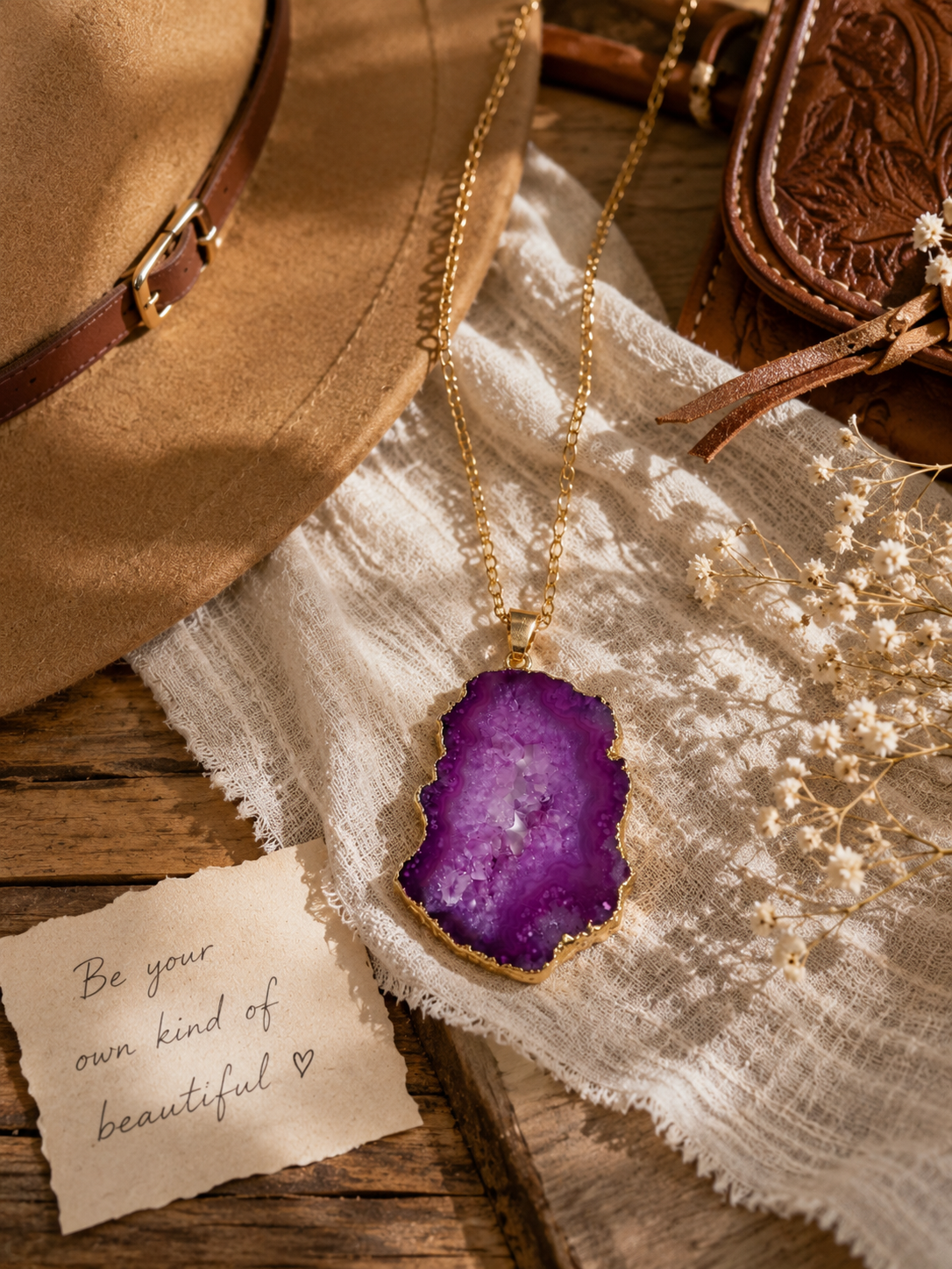Violet Horizon Druzy Pendant Necklace