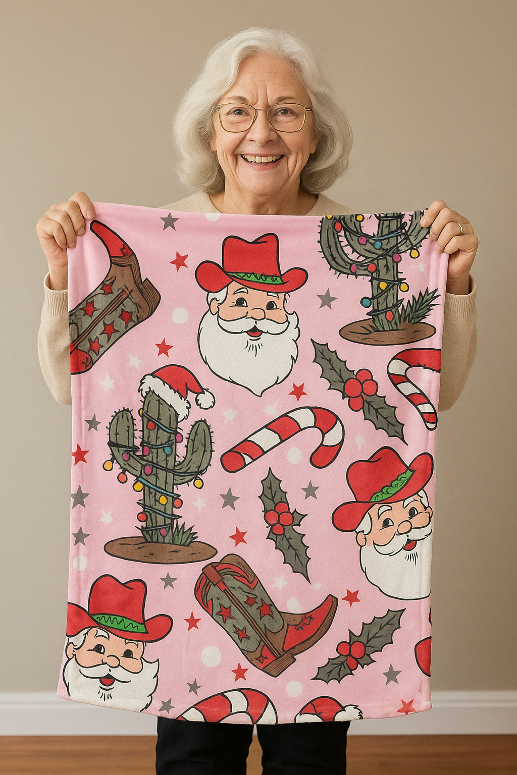 Western Christmas Lap Blanket – Cozy Cowgirl Holiday Throw Collection