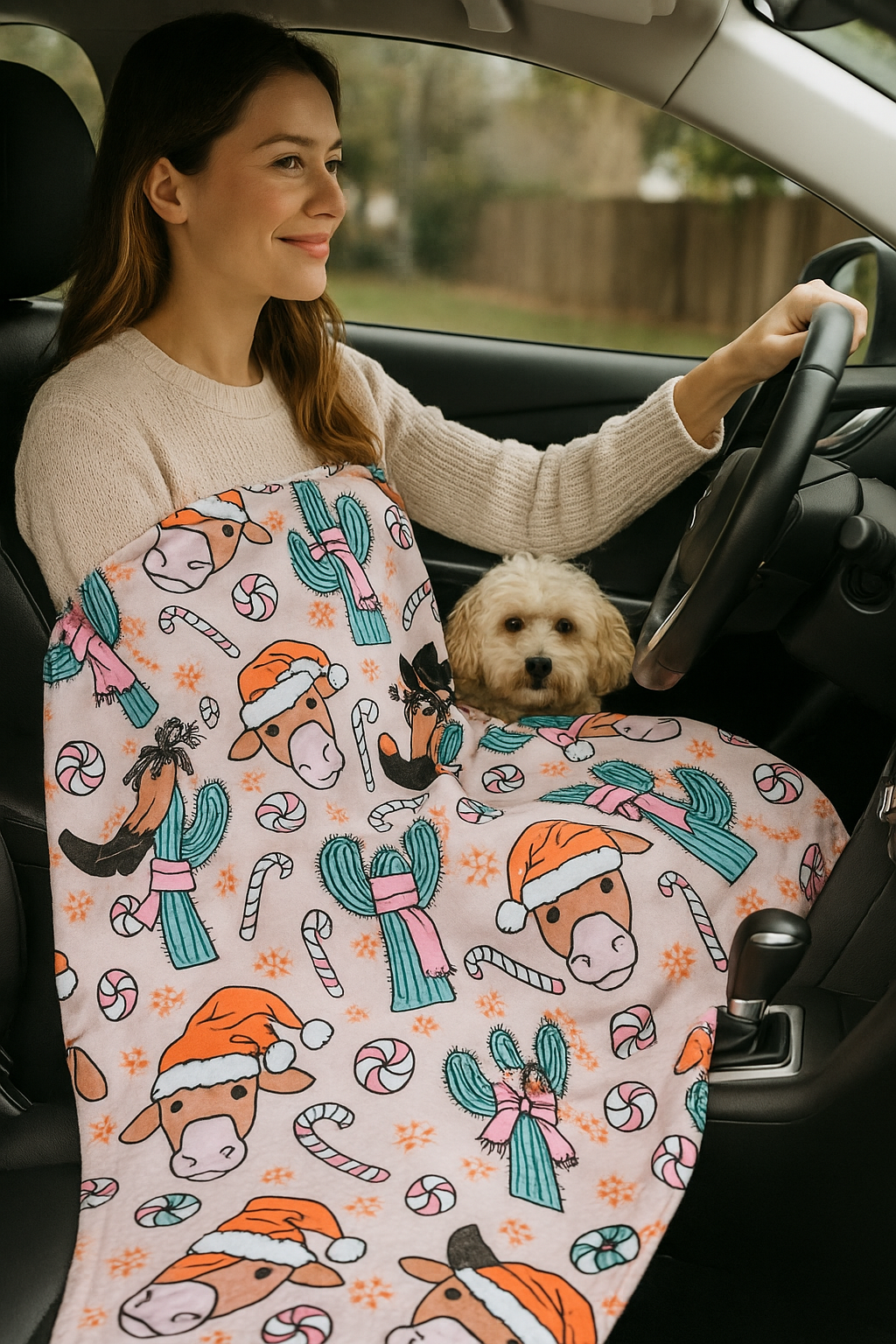 Western Christmas Lap Blanket – Cozy Cowgirl Holiday Throw Collection