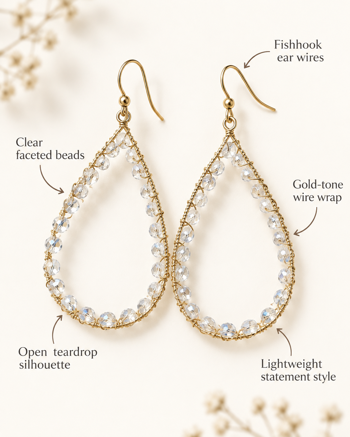 Golden Hour Crystal Teardrop Earrings