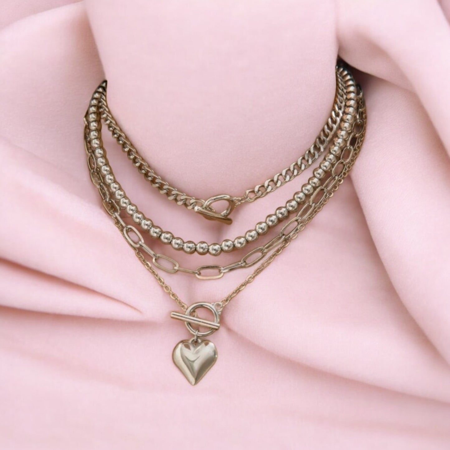 When We Fall In Love 4 Piece Chain Fashion Necklace Set