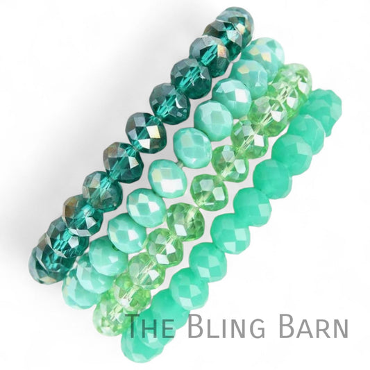 Luxe Faceted Stretch Bracelet Stack – Multi-Tone Glass Bead Bracelet Set