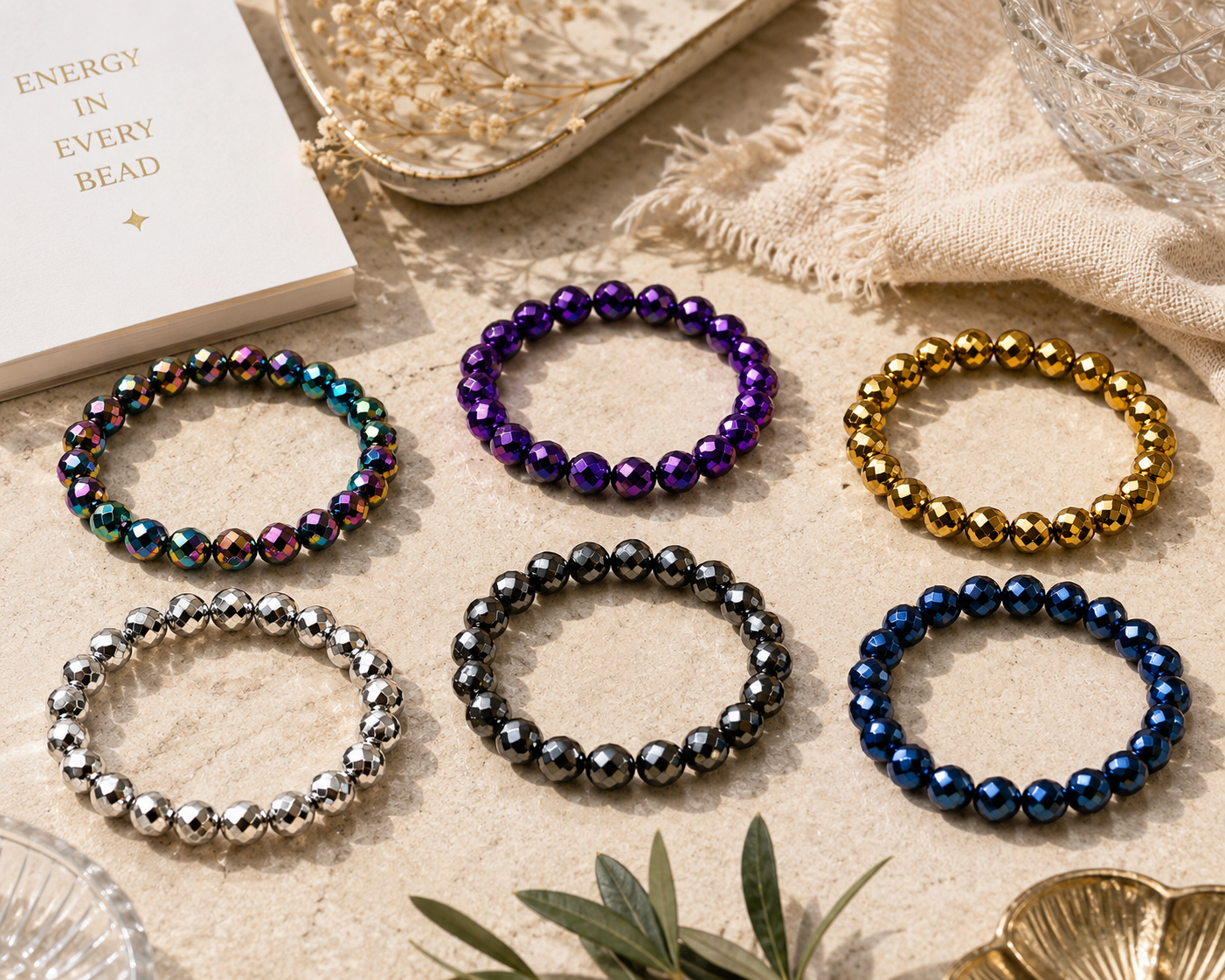 The Afterglow Glass Faceted Bracelet Collection