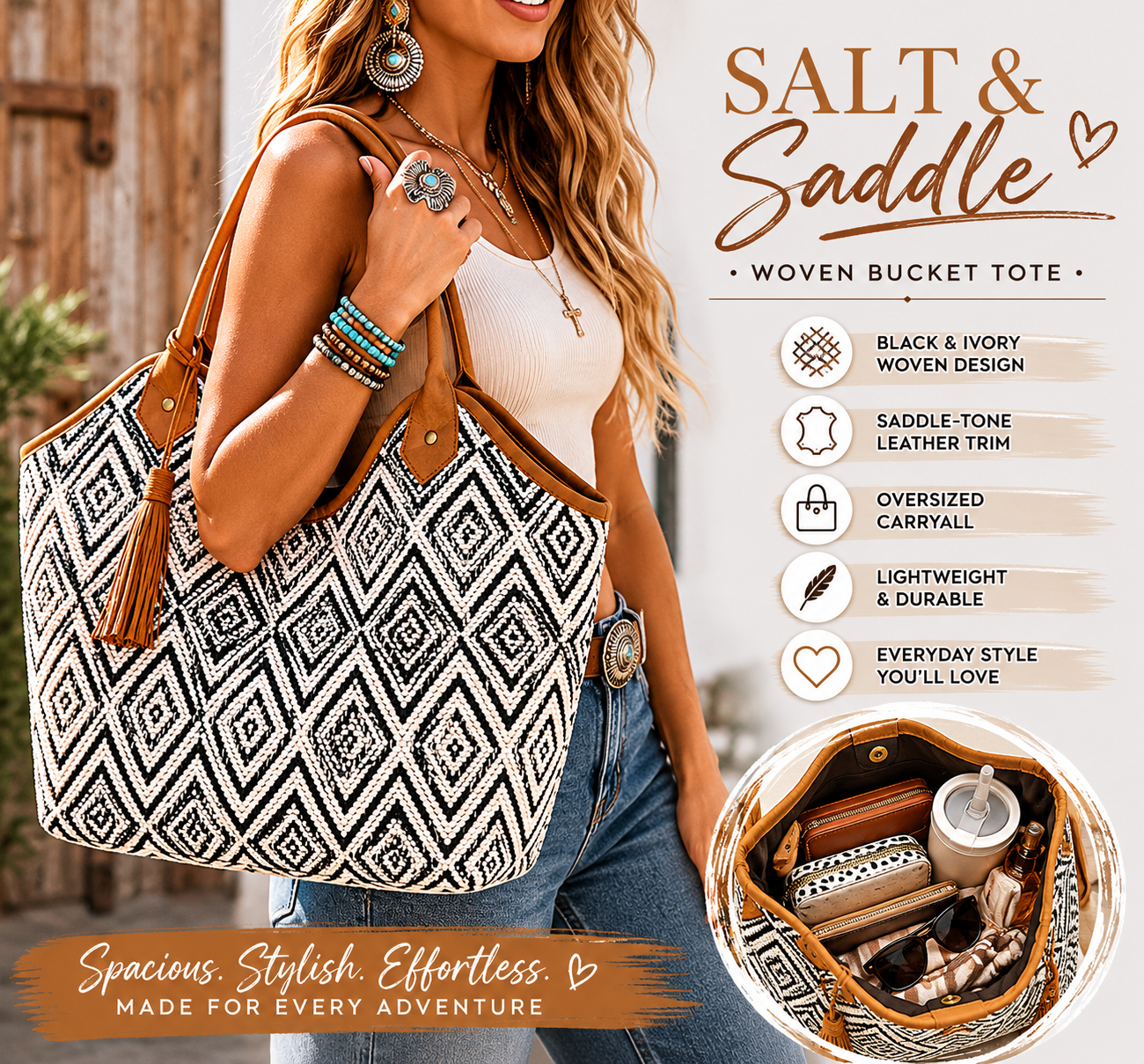 Salt & Saddle Woven Bucket Tote