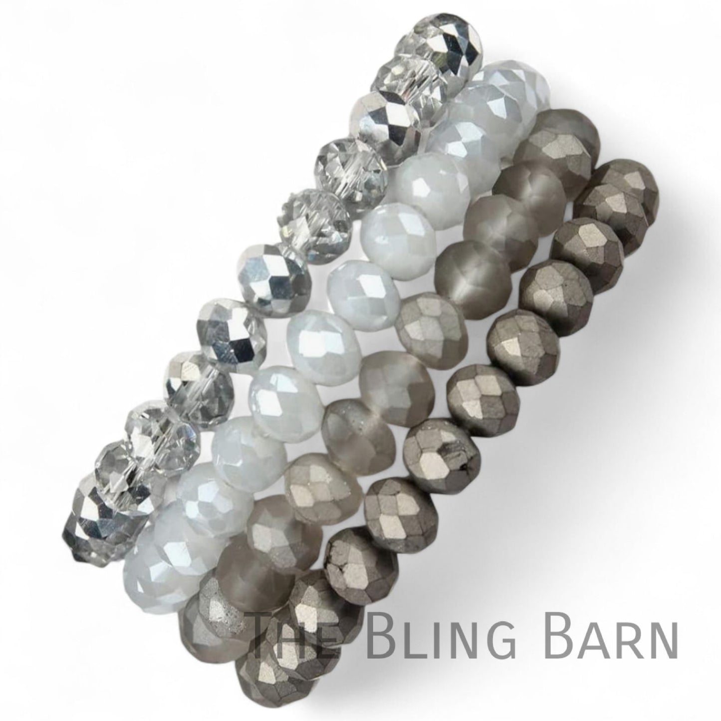 Luxe Faceted Stretch Bracelet Stack – Multi-Tone Glass Bead Bracelet Set