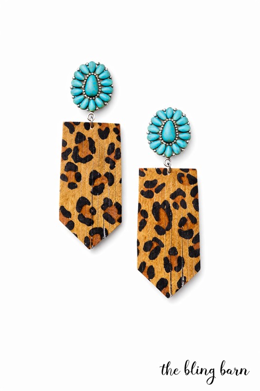 Leopard Lane Turquoise Drop Earrings