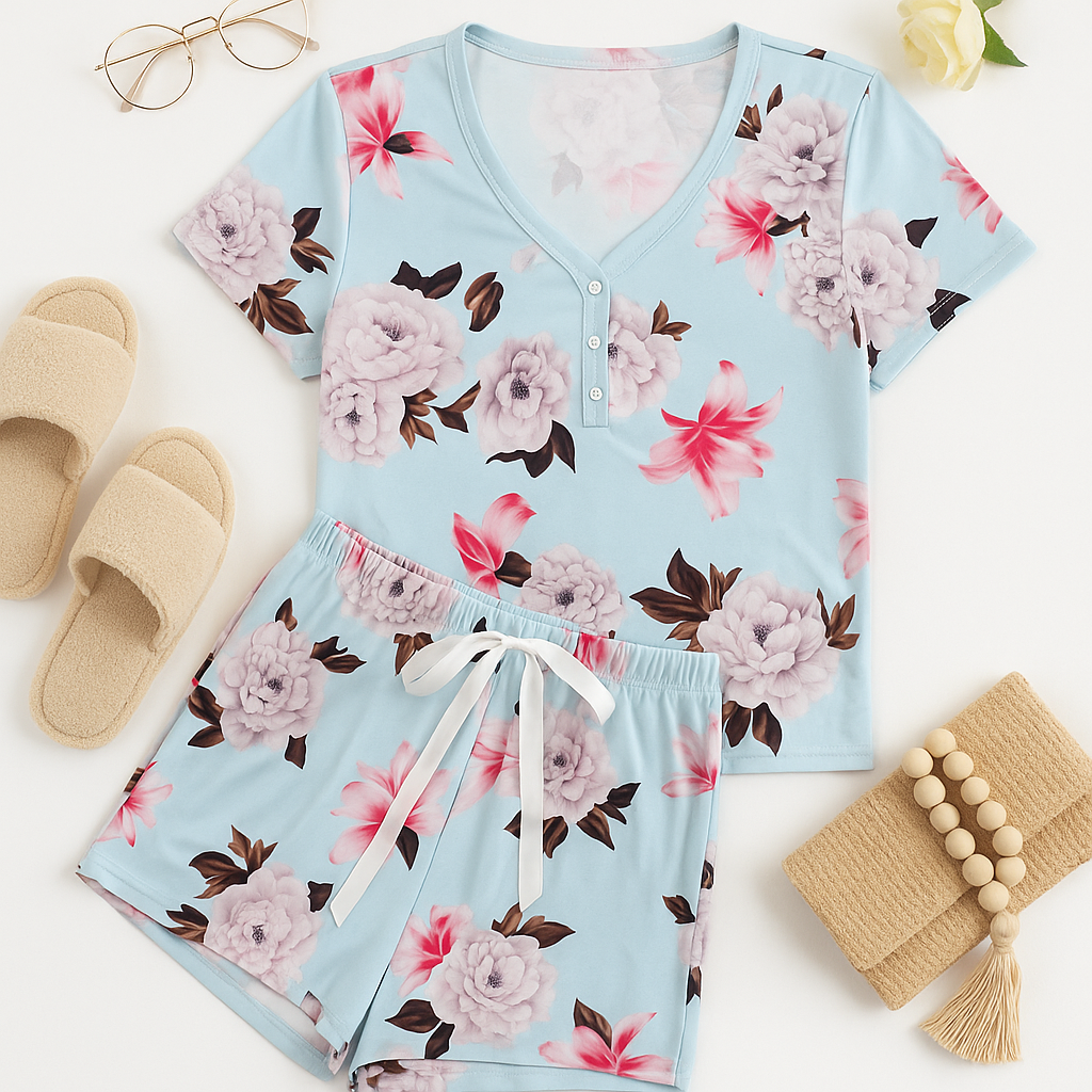 Blush Breeze Floral Lounge Set