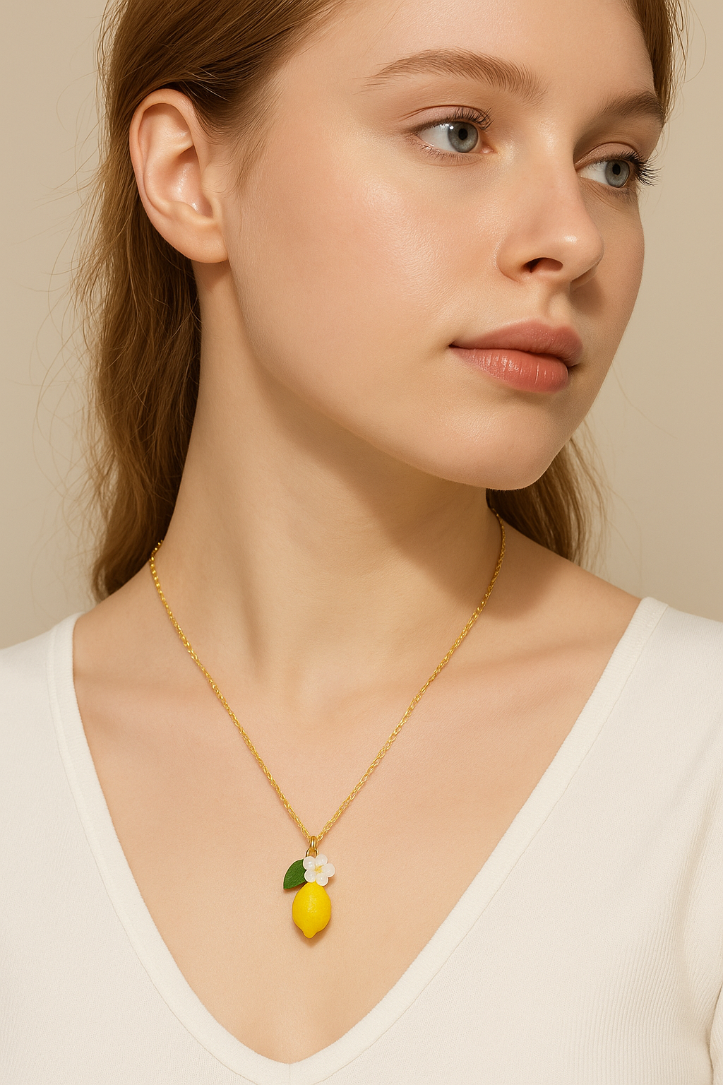Squeeze The Day 3D Lemon Spring Summer Necklace