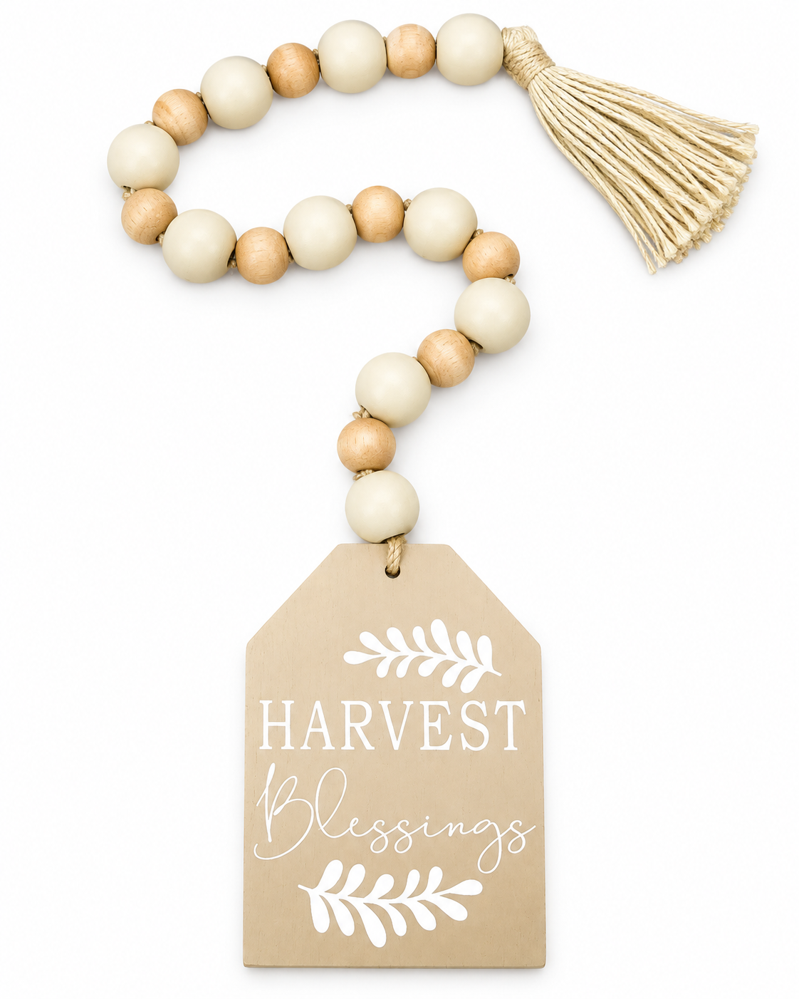 Harvest Blessings Beaded Fall Door Hanger – Neutral Thanksgiving Decor