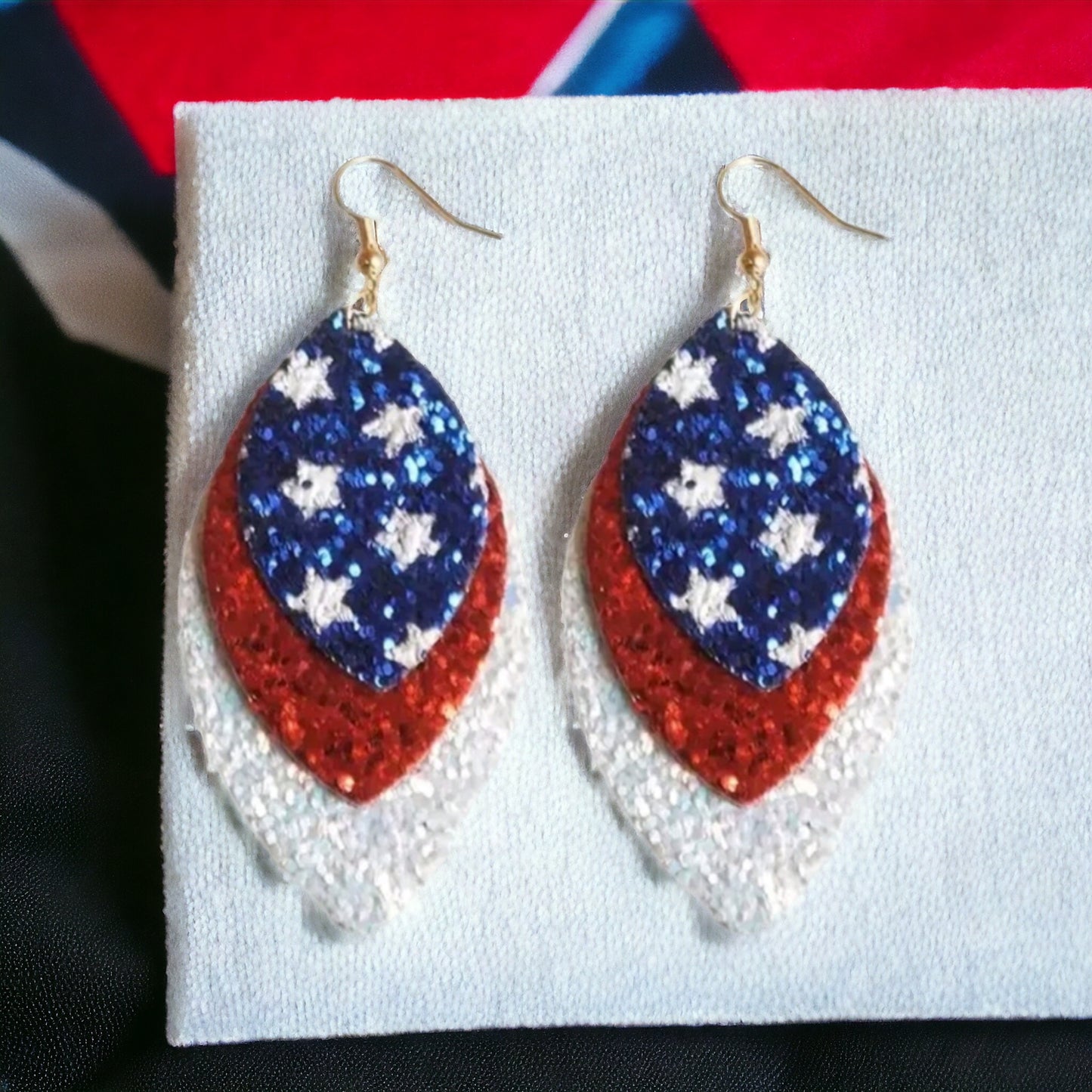 Patriotic Shimmer Star Drop Earrings