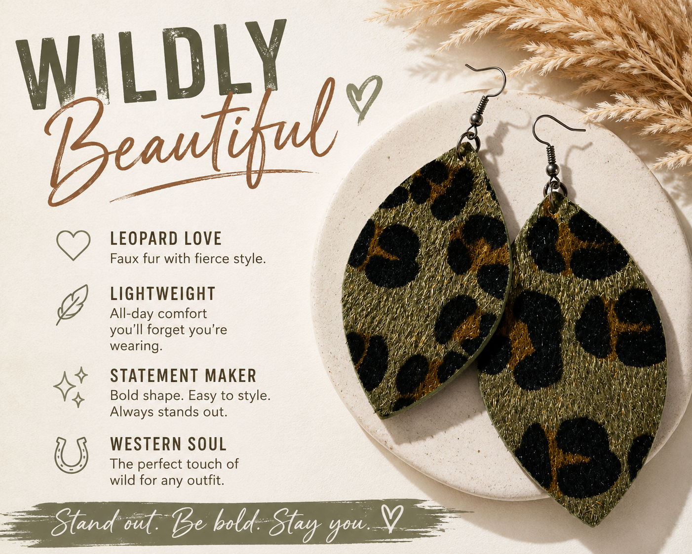 Wild Olive Leopard Earrings