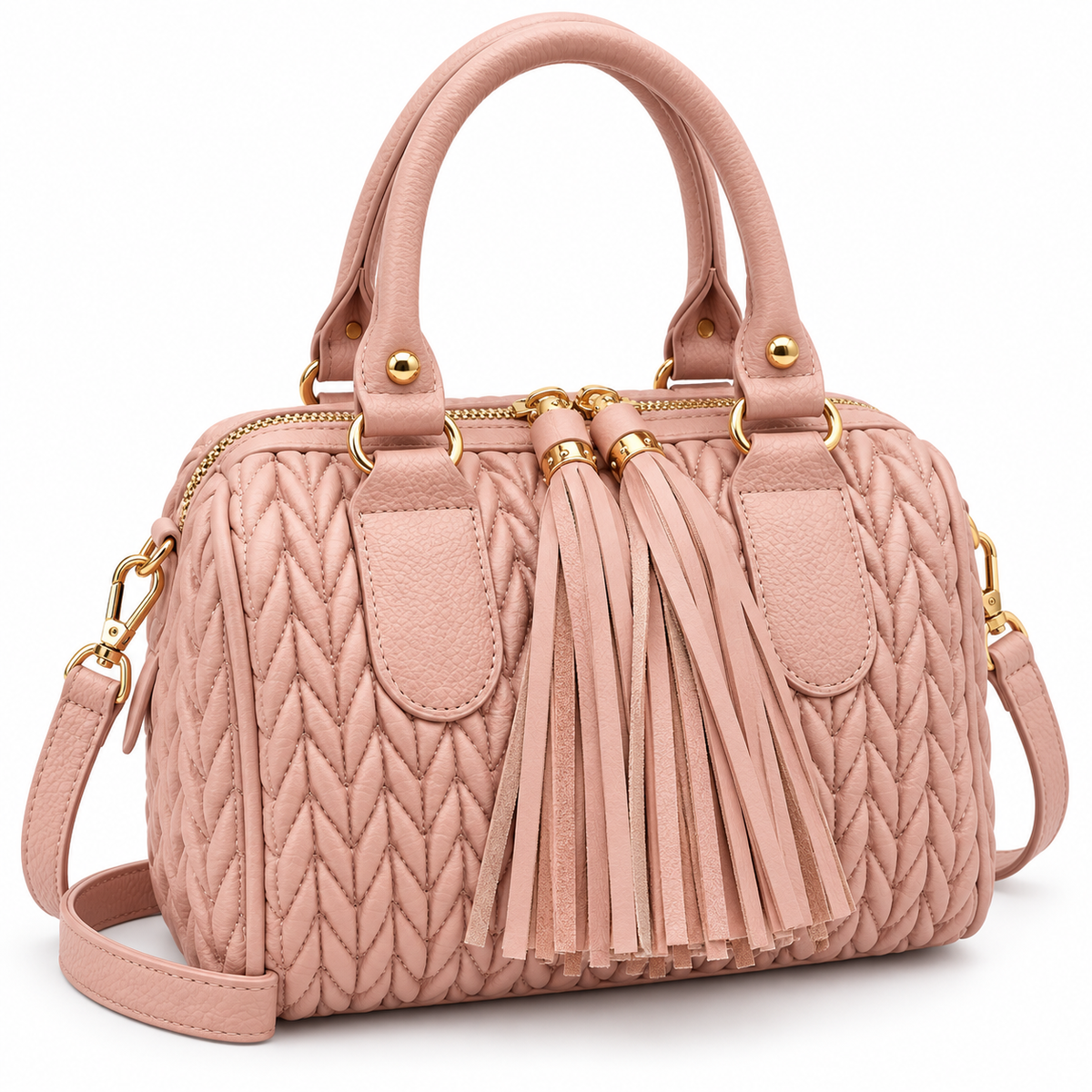 Canyon Luxe Quilted Chevron Satchel – Top Handle Crossbody Bag
