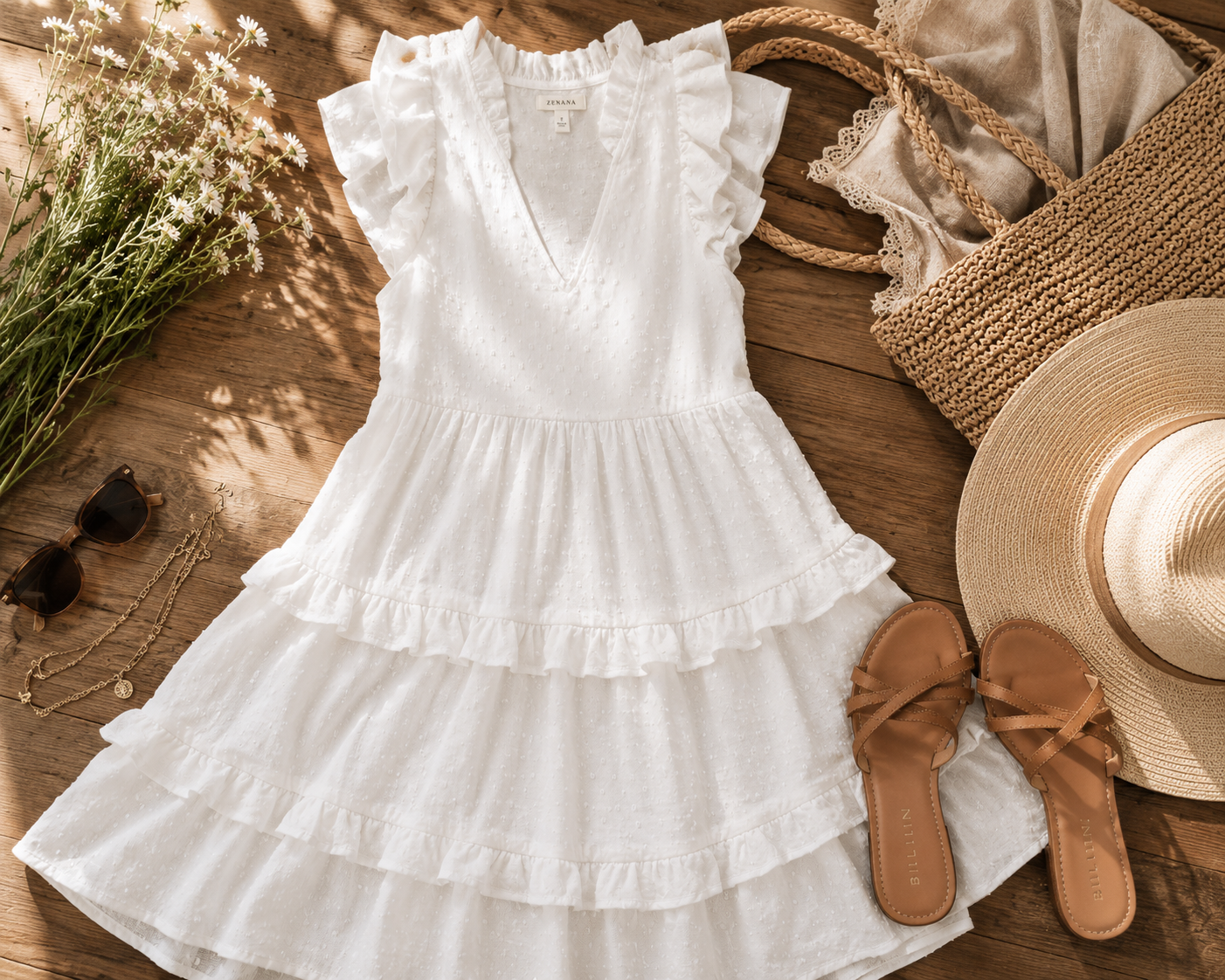 Coastal Grace Swiss Dot Midi Dress