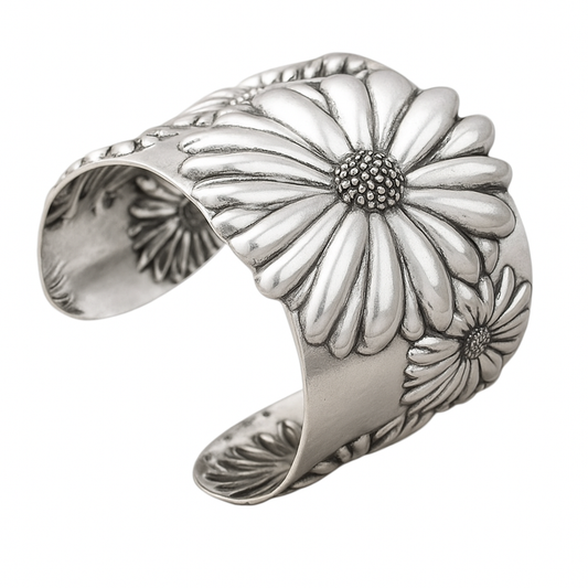 The Danielle Metal Open Back Flower Cuff - The Bling Barn western fashion jewelry