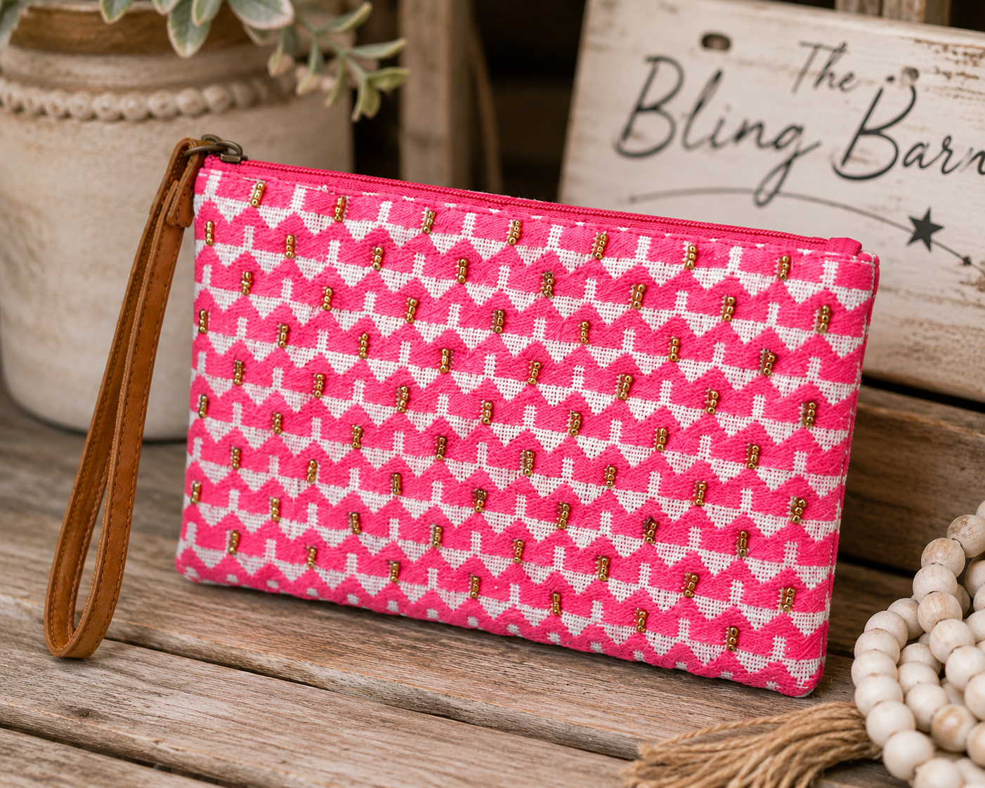 Pink Harbor Wristlet Pouch