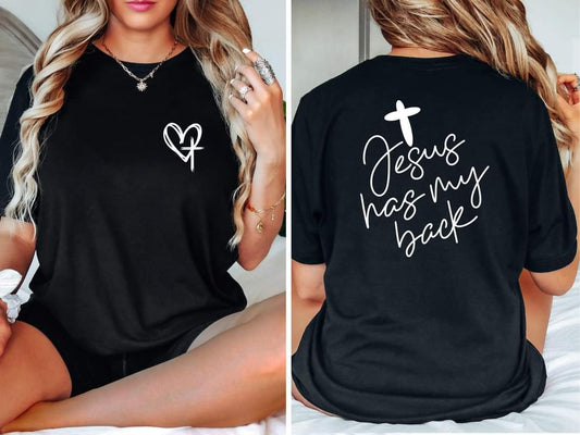 Jesus Has My Back Black Tee