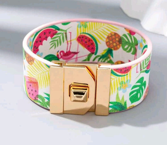 Sunshine, Fruit and Flamingos Magnetic Bracelet - The Bling Barn