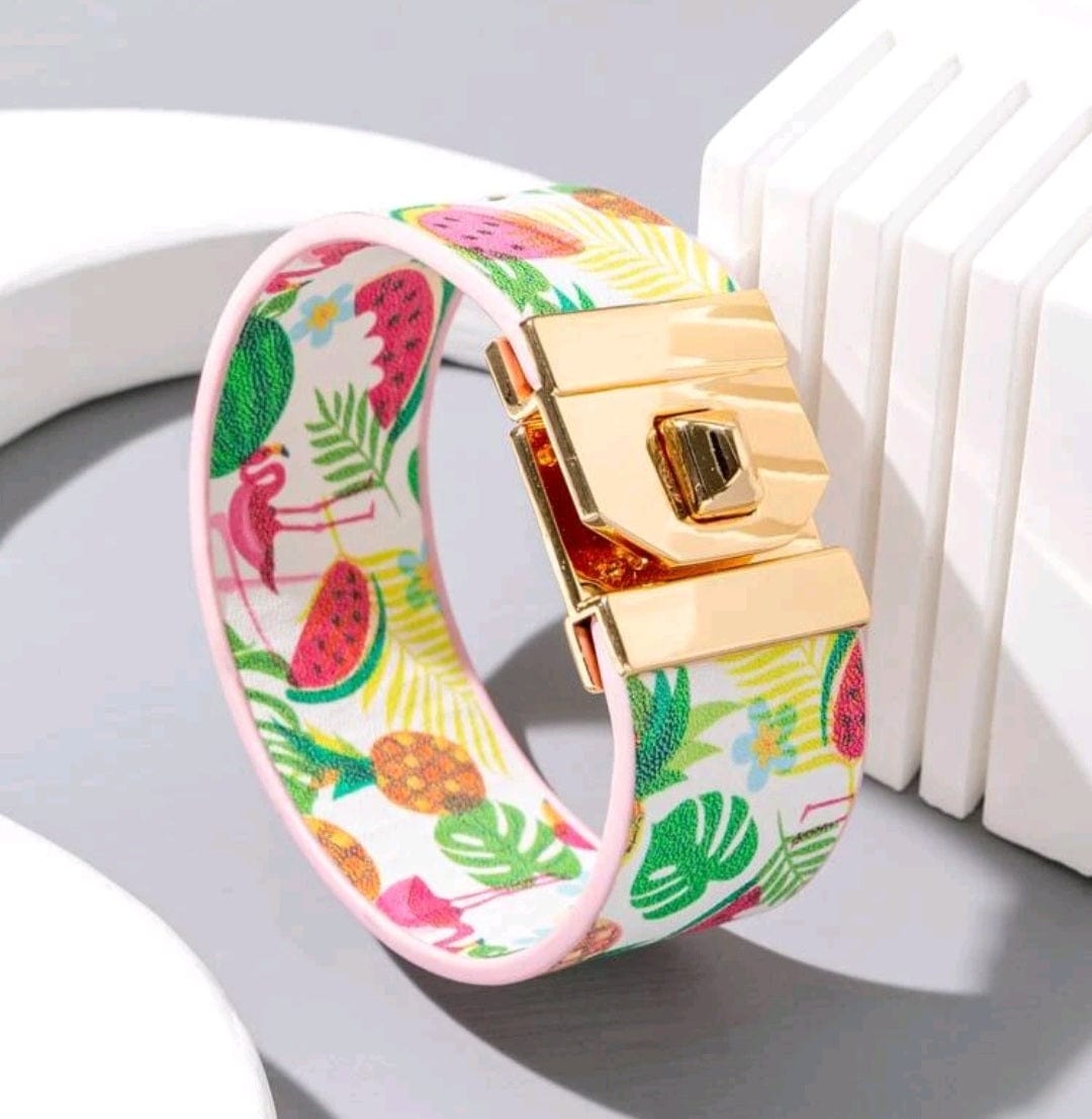 Sunshine, Fruit and Flamingos Magnetic Bracelet - The Bling Barn