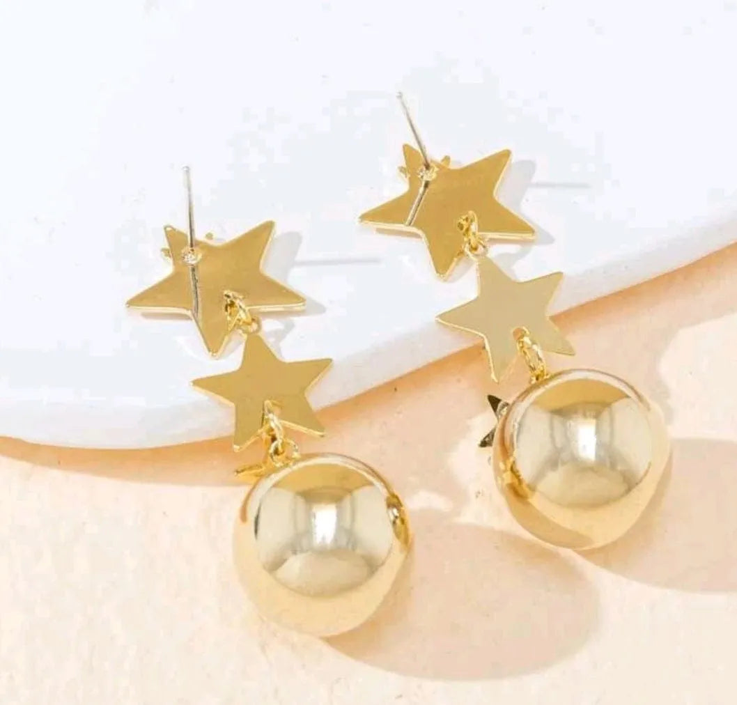 Gold Stars Fill The Day and Night Earrings - The Bling Barn