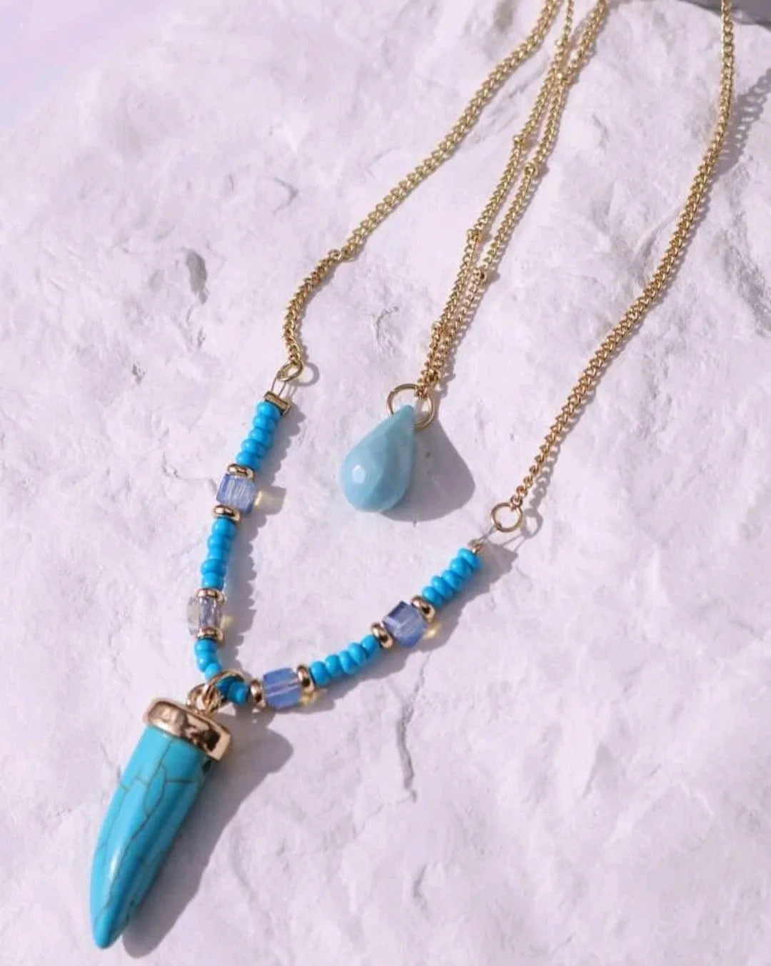 Dual Layer Turquoise Luck Necklace - The Bling Barn