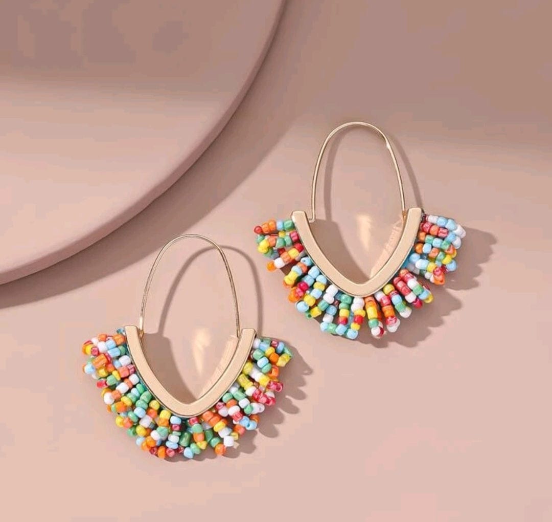 Breathing In Multi Colored Seed Bead Earrings - The Bling Barn