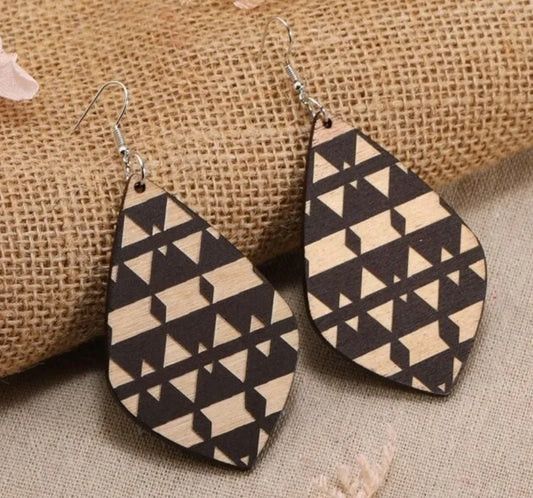 Wooden Aztec Nights Earrings