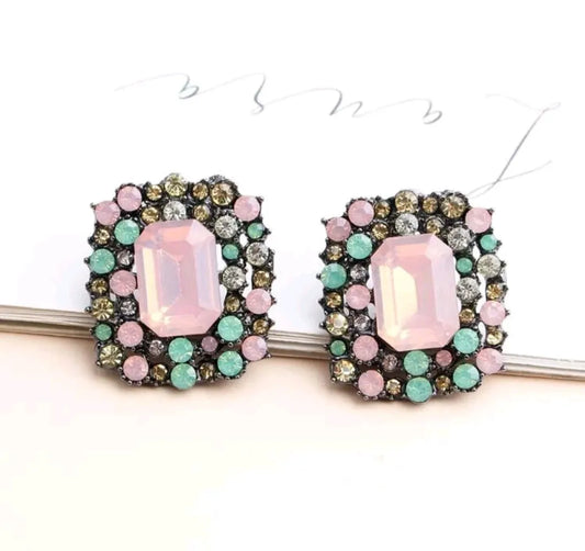 Pink Lady Statement Post Earrings