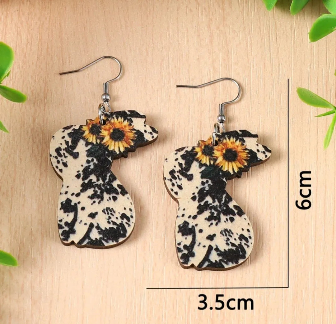 Country Cow Bunny Earrings