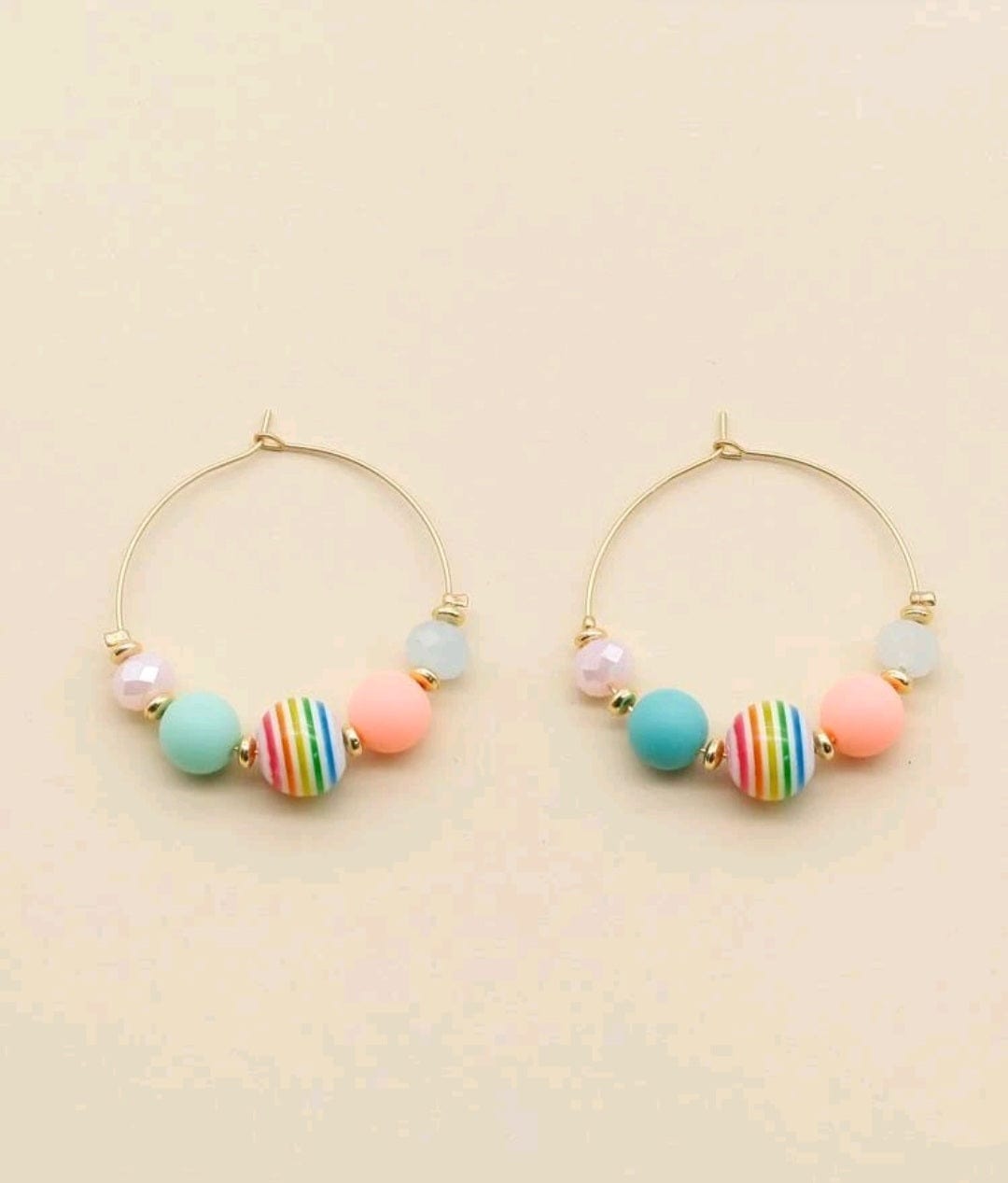 Simply Stated Rainbow Bead Hoop Earrings - The Bling Barn