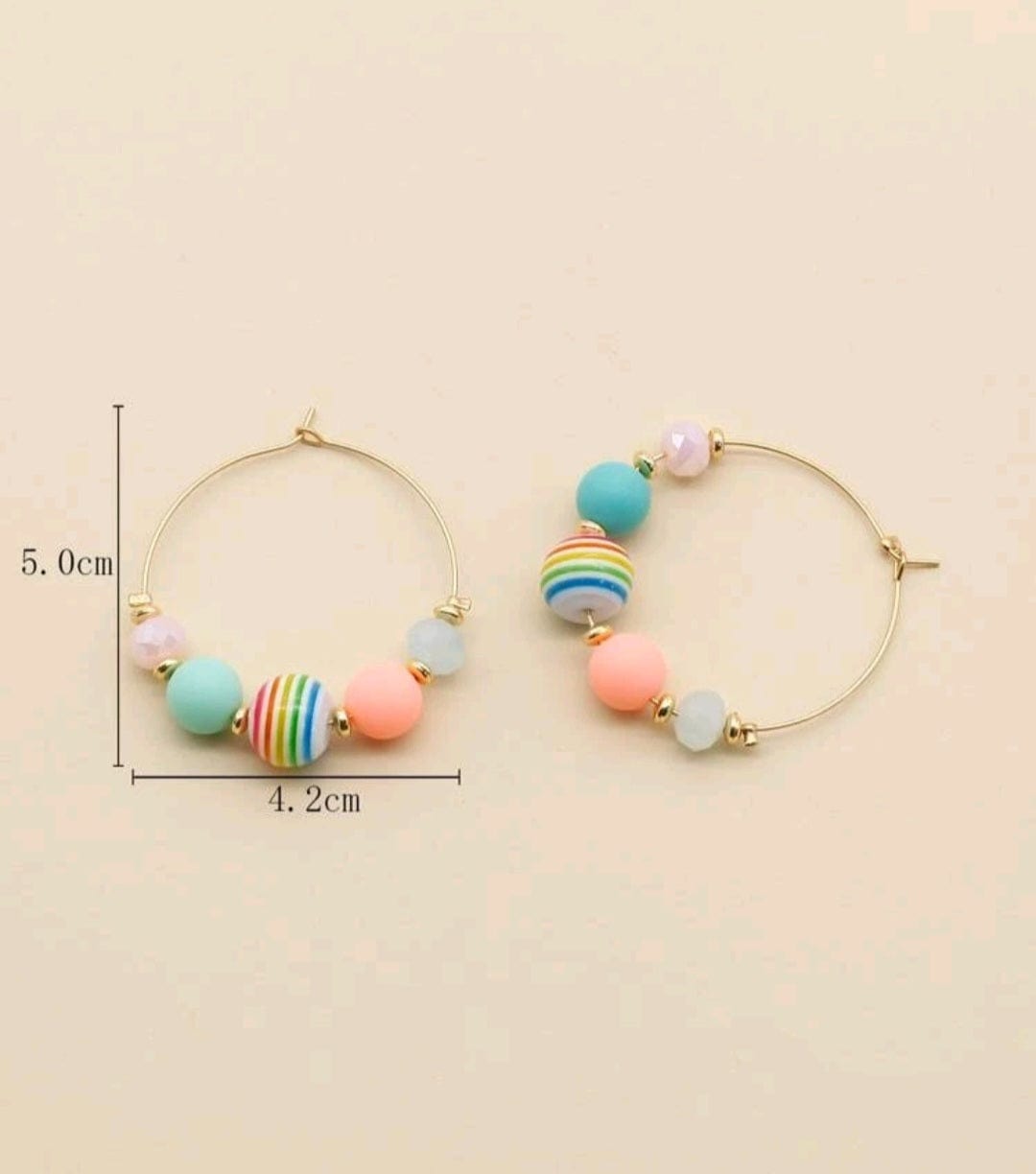 Simply Stated Rainbow Bead Hoop Earrings - The Bling Barn