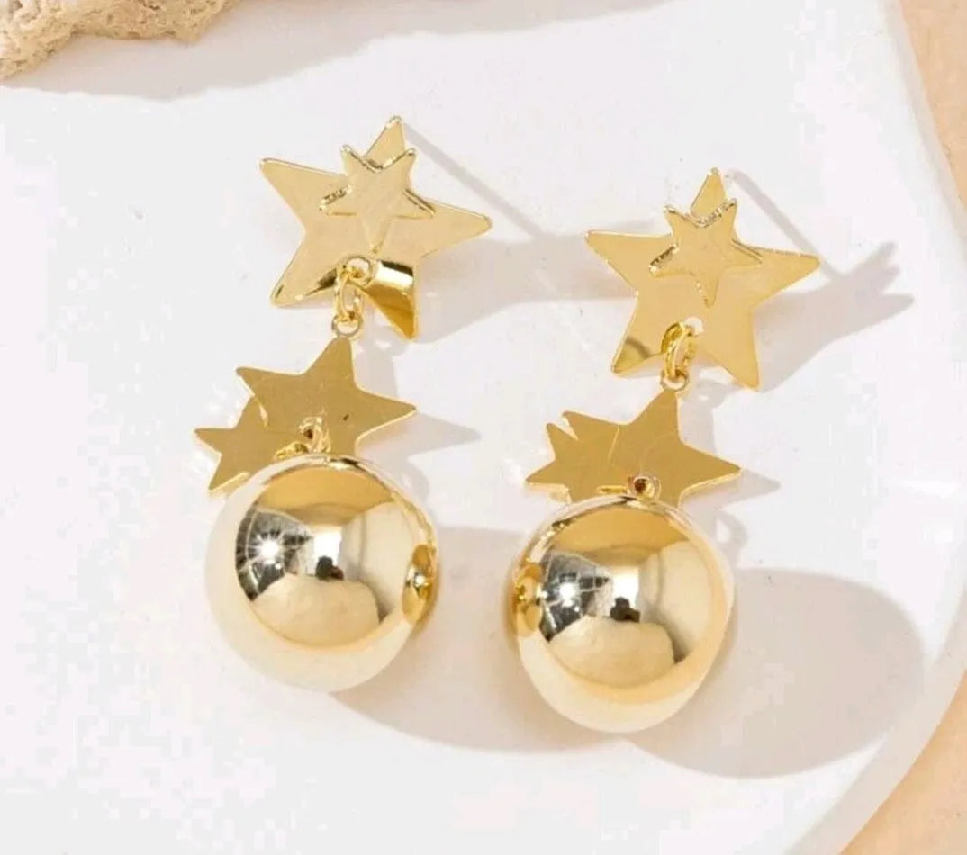 Gold Stars Fill The Day and Night Earrings - The Bling Barn