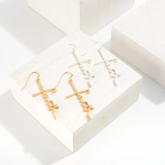 Script Wording Faith Drop Metal Earrings