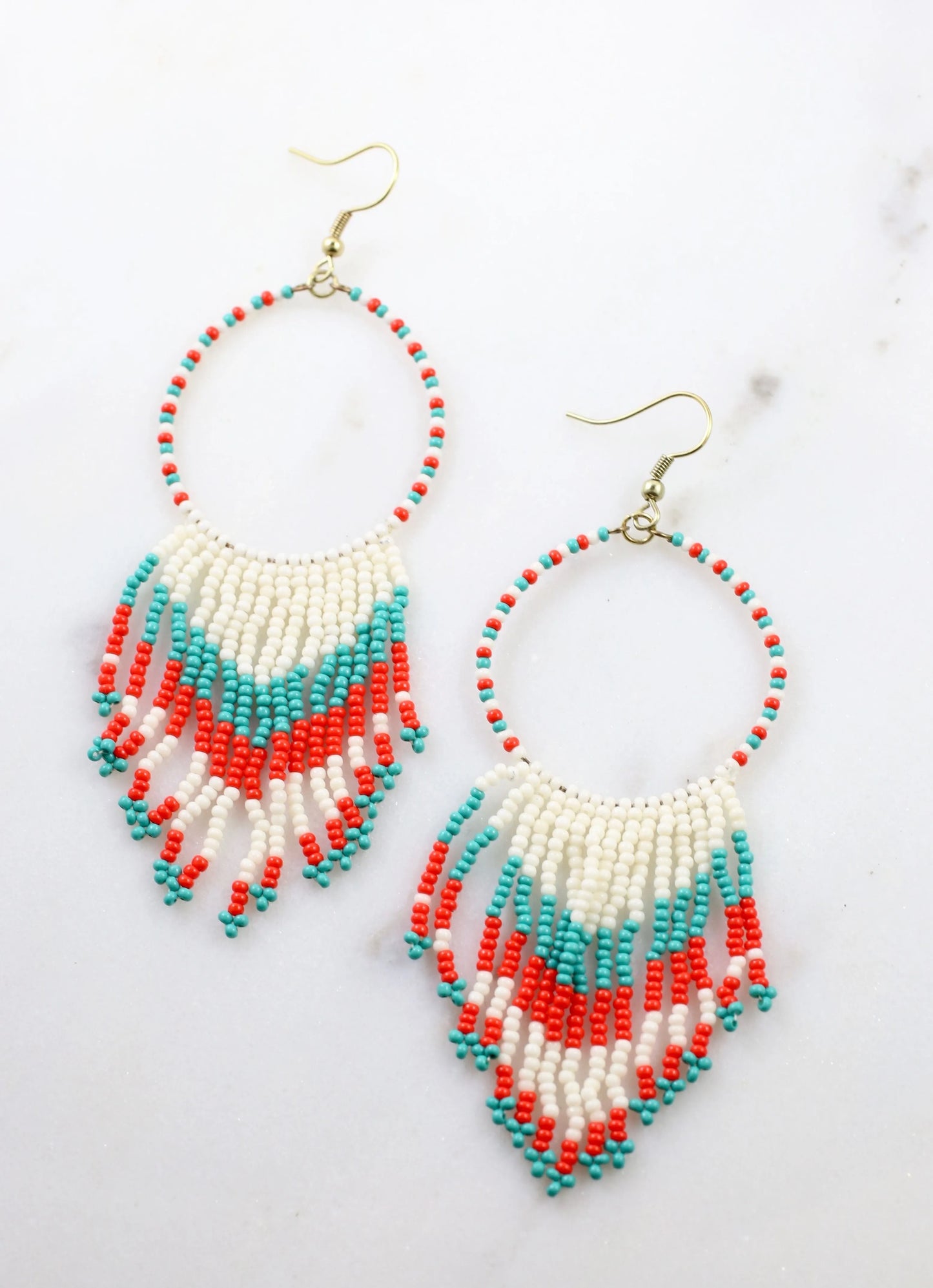 Juniper Beaded Fringe Earring RED