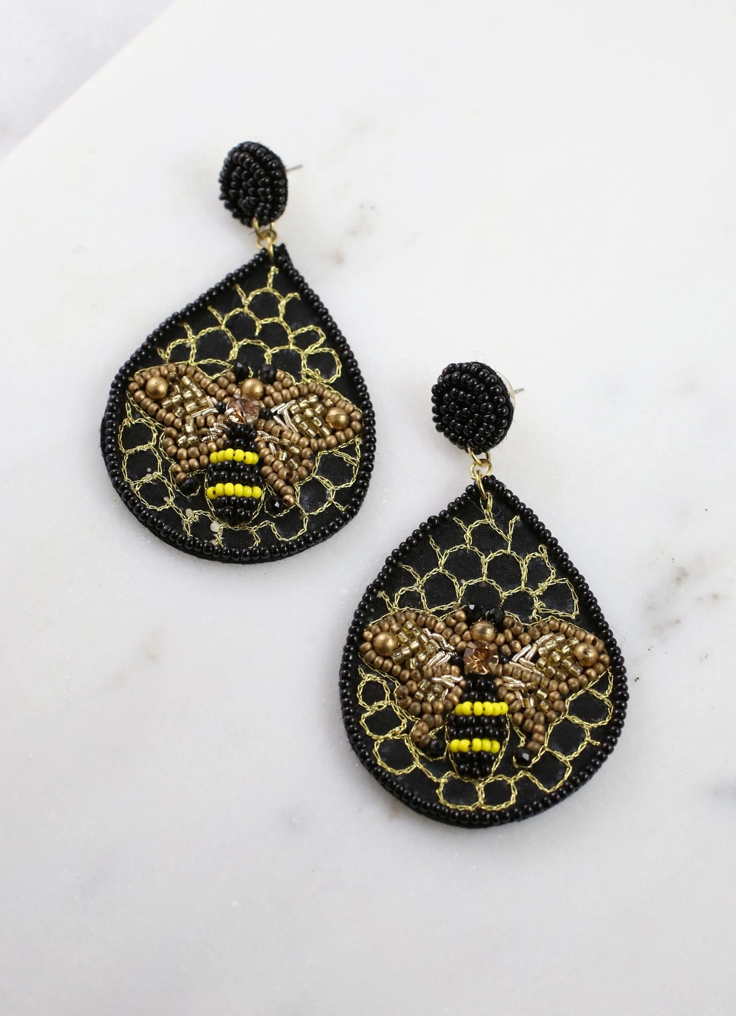 Zeke Embellished Bee Earring BLACK