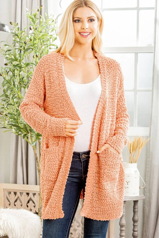 Heimish Full Size Open Front Cardigan with Pockets