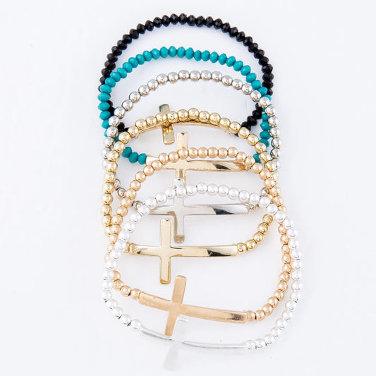 Beaded Cross Stretch Bracelet