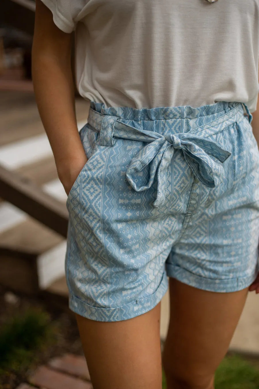 Perfect Western Summer Aztec Print Tie Shorts