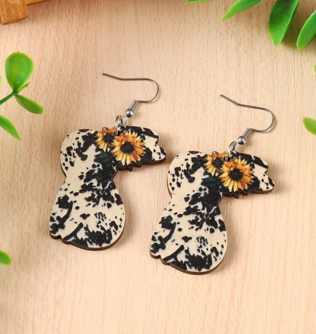 Country Cow Bunny Earrings