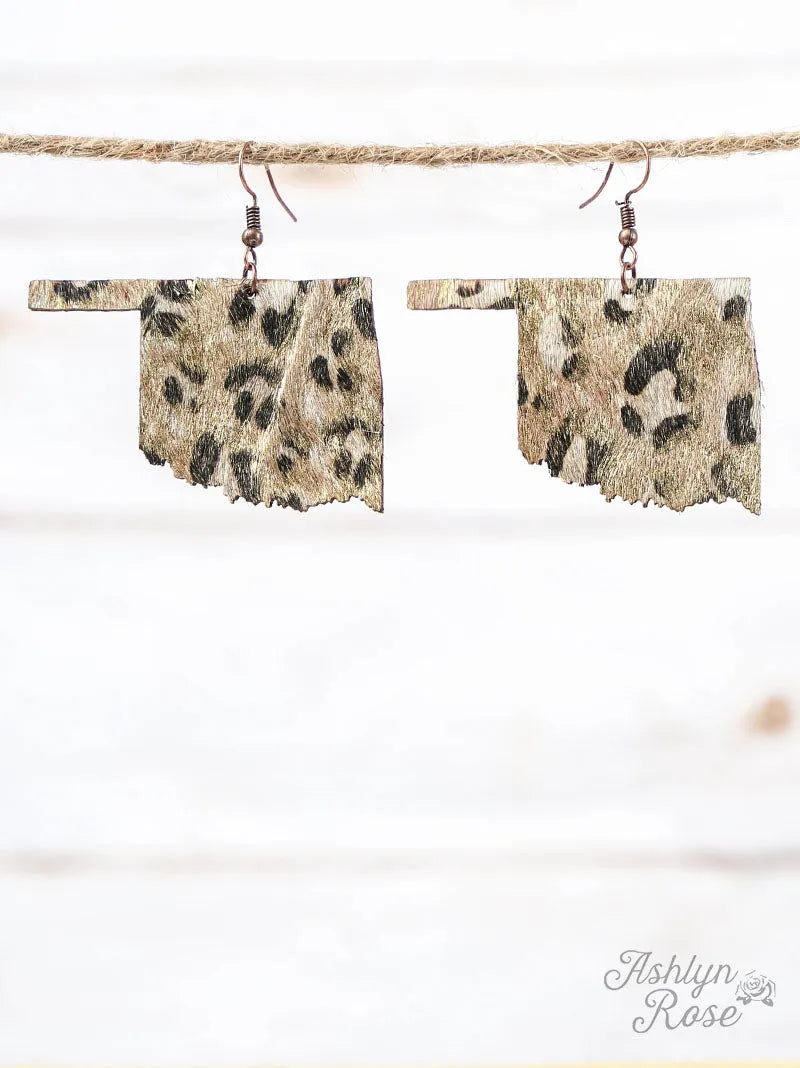 Oklahoma Has A Leopard And Gold Shimmer Earrings