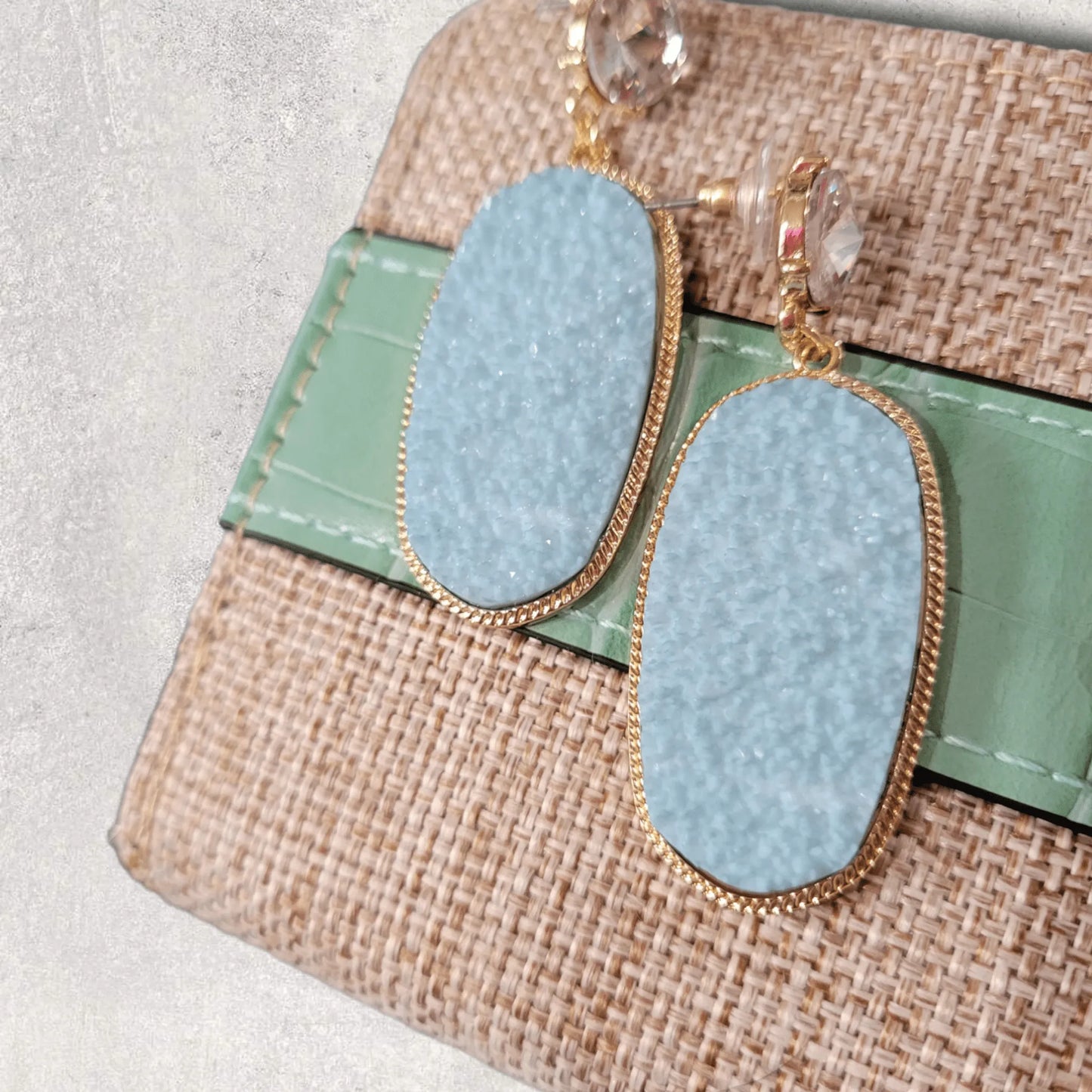 Modern Geo Shaped Druzy Rhinestone Dangle Earrings - The Bling Barn