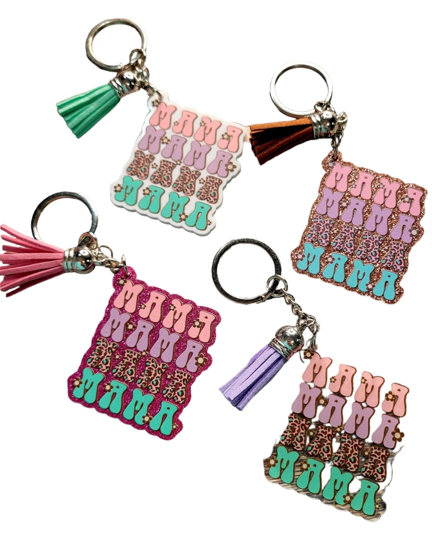 Mama Mama Glitter Keychains